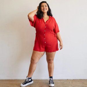 NWT For Days SS (Short Sleeve) Utility Romper in Cherry Red Small